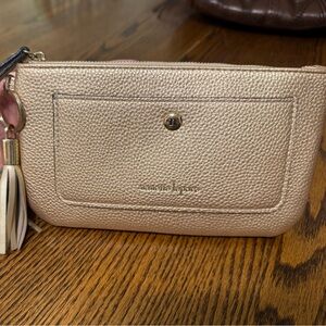 Nanette Lepore Wristlet:Gold peppled soft faux leather wristlet.
